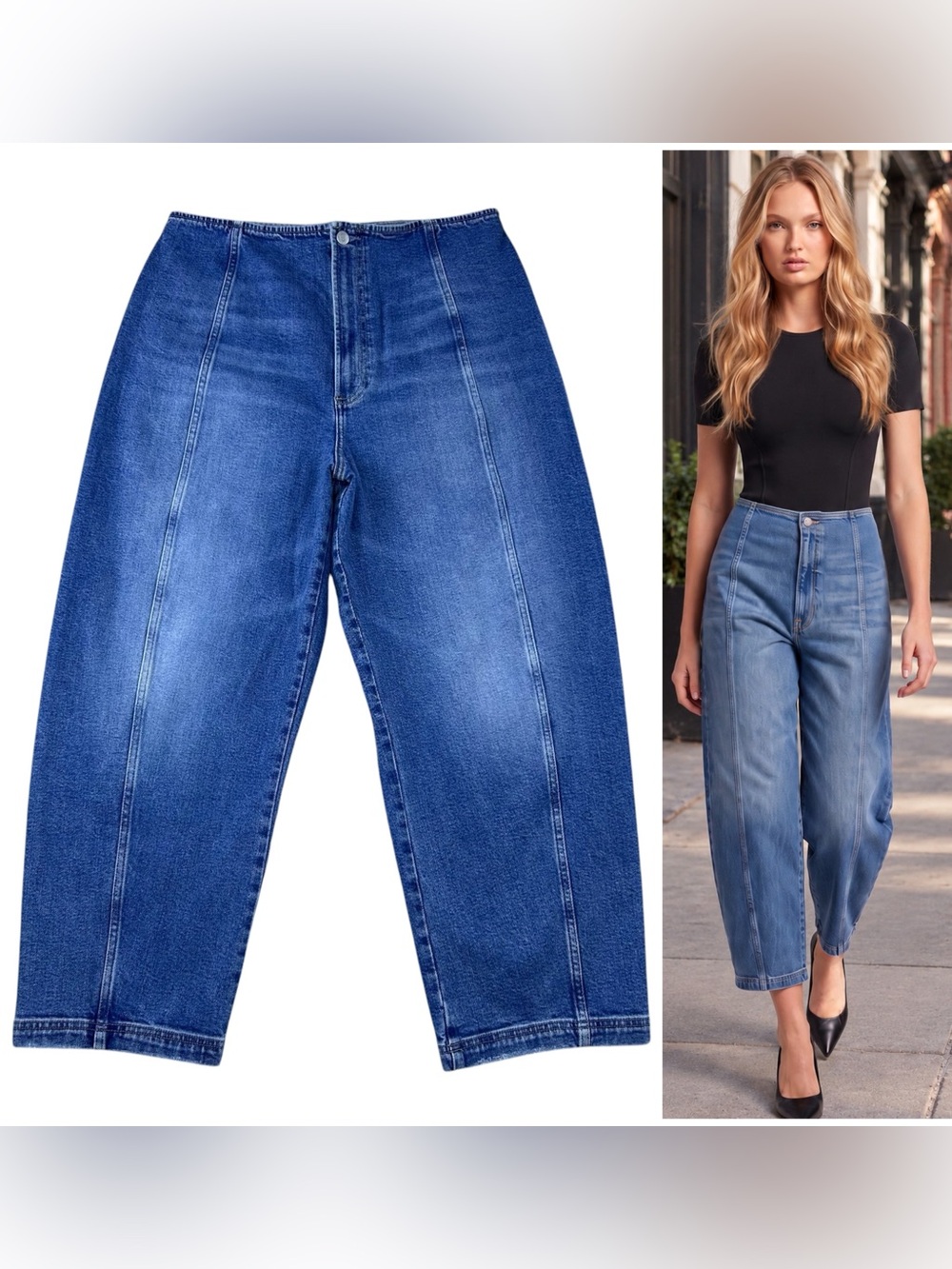 Pistola Blair High Rise Seamed Barrel Jeans Size 32 Soho Wide Leg Anthropologie